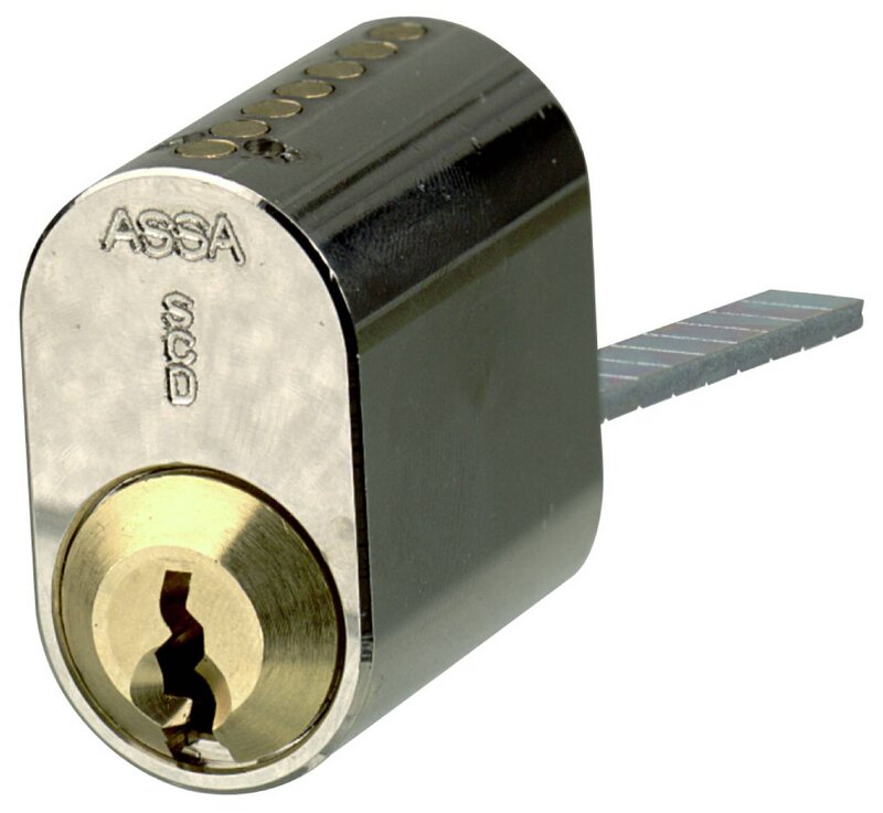 LÅSCYLINDER 707 ASSA MED 3 STYCKEN NYCKLAR FÖRNICKLAD