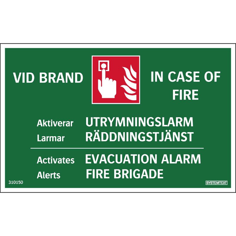 SKYLT 310150 UTRYMNINGSLARM EVACUATION ALARM 150X95MM