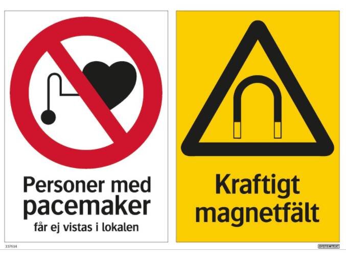 SKYLT 337614 TILLTR. FÖRBJUD. FÖR PERS. M PACEMAKER 297X21MM