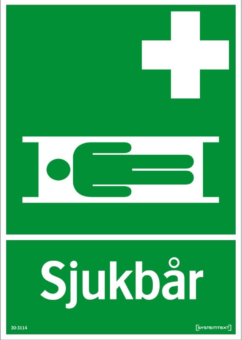 SKYLT 303114 NÖD SJUKBÅR 210X297MM