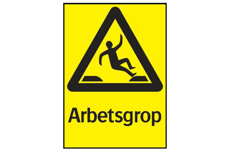 SKYLT 353214 VARNING ARBETSGROP 210X297MM