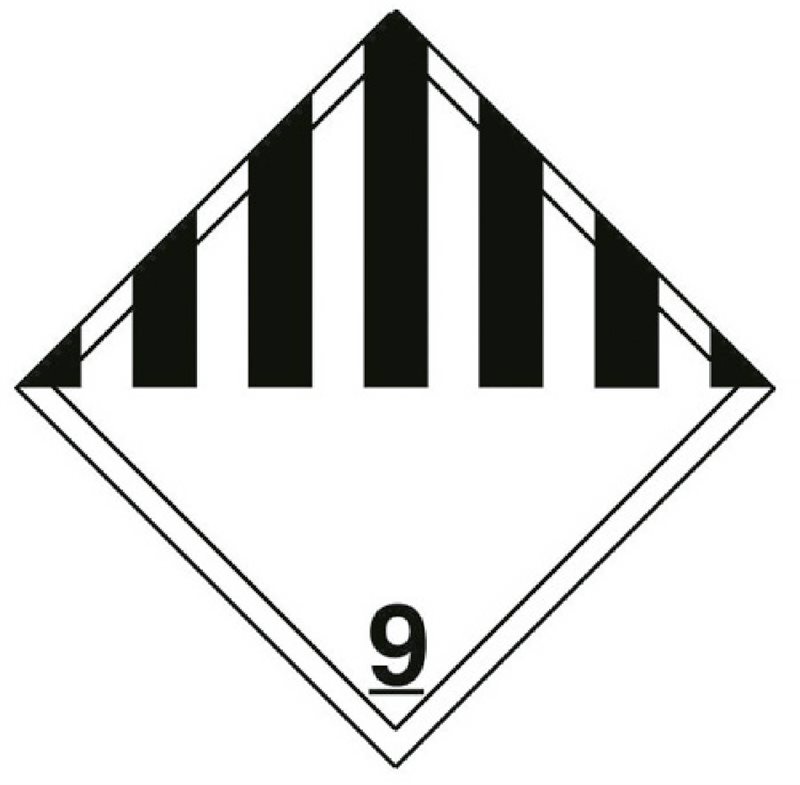 SKYLT 371551 ADR ÖVRIGA FARLIG ÄMNEN FÖREMÅL NR 9 300X300MM