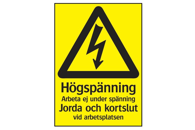 SKYLT 330414 VARNING EL HÖGSP JORDA & KORTS 210X297MM