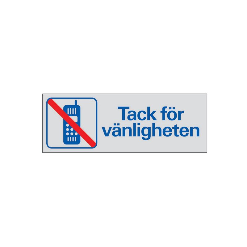 SKYLT 384550 SYMBOLSKYLT TELEFONFRITT TACK 225X80MM