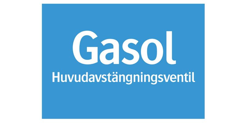 SKYLT 346815 PÅBUD GASOL HUVUDAVSTÄNGNINGSVENTIL 210X148MM
