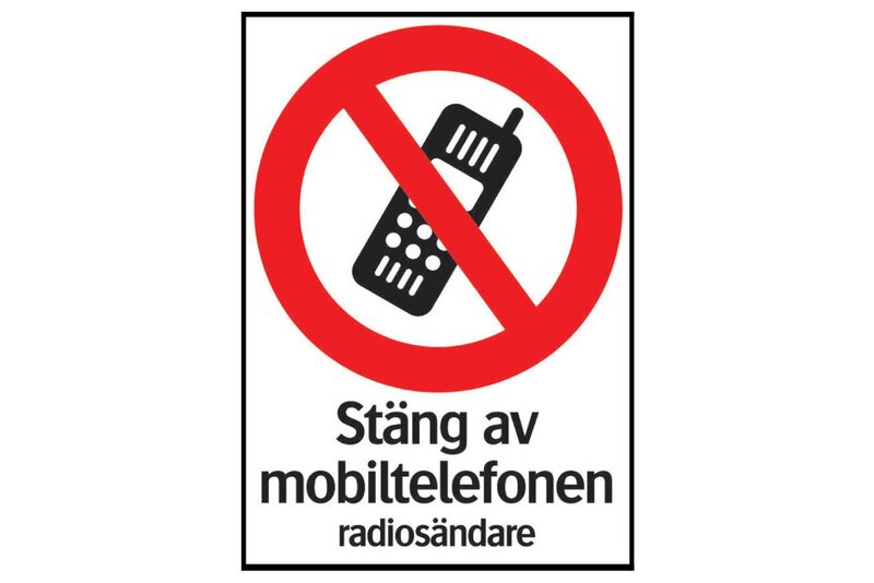 SKYLT 350414 FÖRBUD STÄNG AV MOBILTELEFON 210X297MM