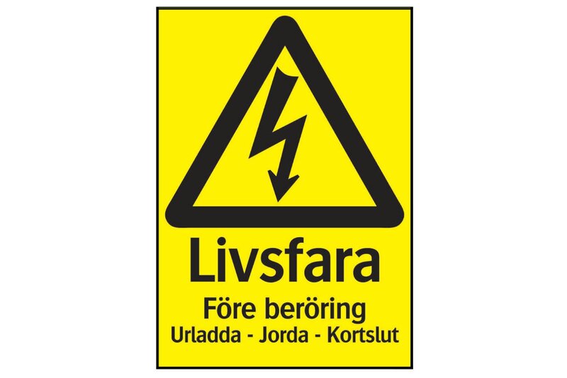 SKYLT 333314 VARNING EL LIVSFARA FÖRE BER.. 210X297MM