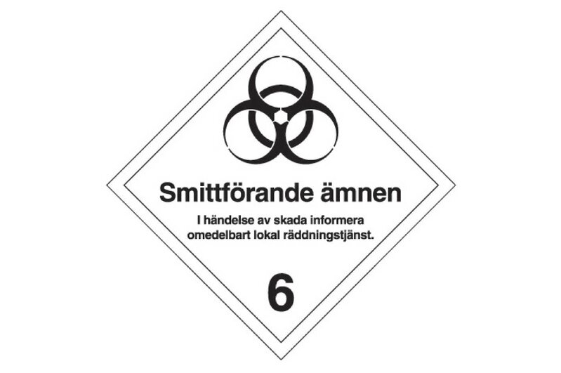 DEKAL 372050 TRAFIK ADR SMITTFÖRANDE ÄMNE NR 6.2 100X100MM