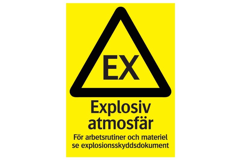 SKYLT 336114 VARNING EXPLOSIV ATMOSFÄR 210X297MM