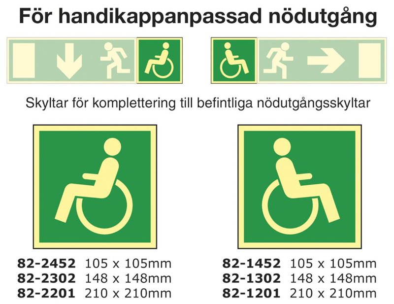 SKYLT 822452 SUPERNOVA NÖD HANDIKAPP VÄ 105X105MM