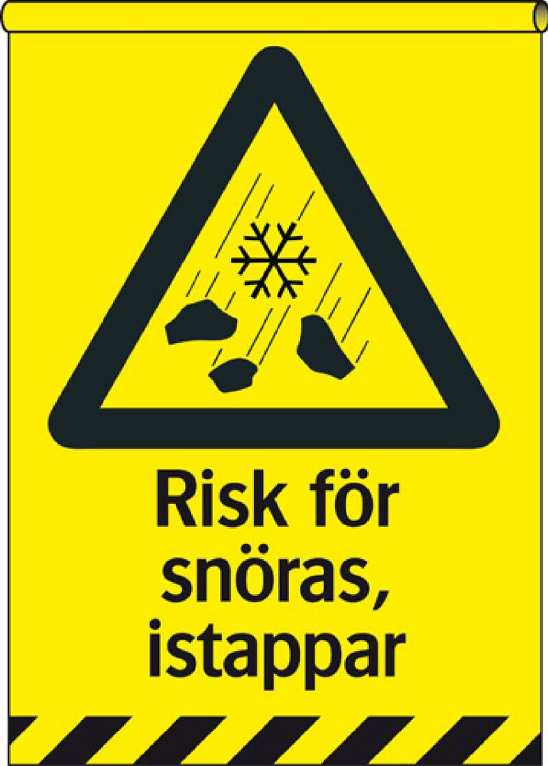 SKYLT 396385 VARNING FLAGGA RISK FÖR SNÖRAS 350X500MM