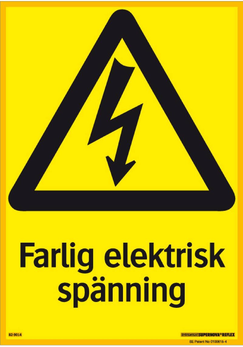 SKYLT 829014 SUPERNOVA VARNING FARLIG ELSPÄNNING 210X297MM