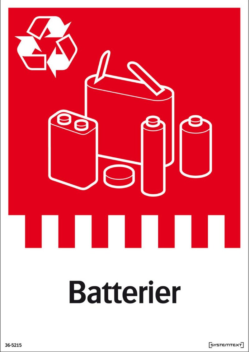 SKYLT 365214 MILJÖ BATTERIER 210X297MM