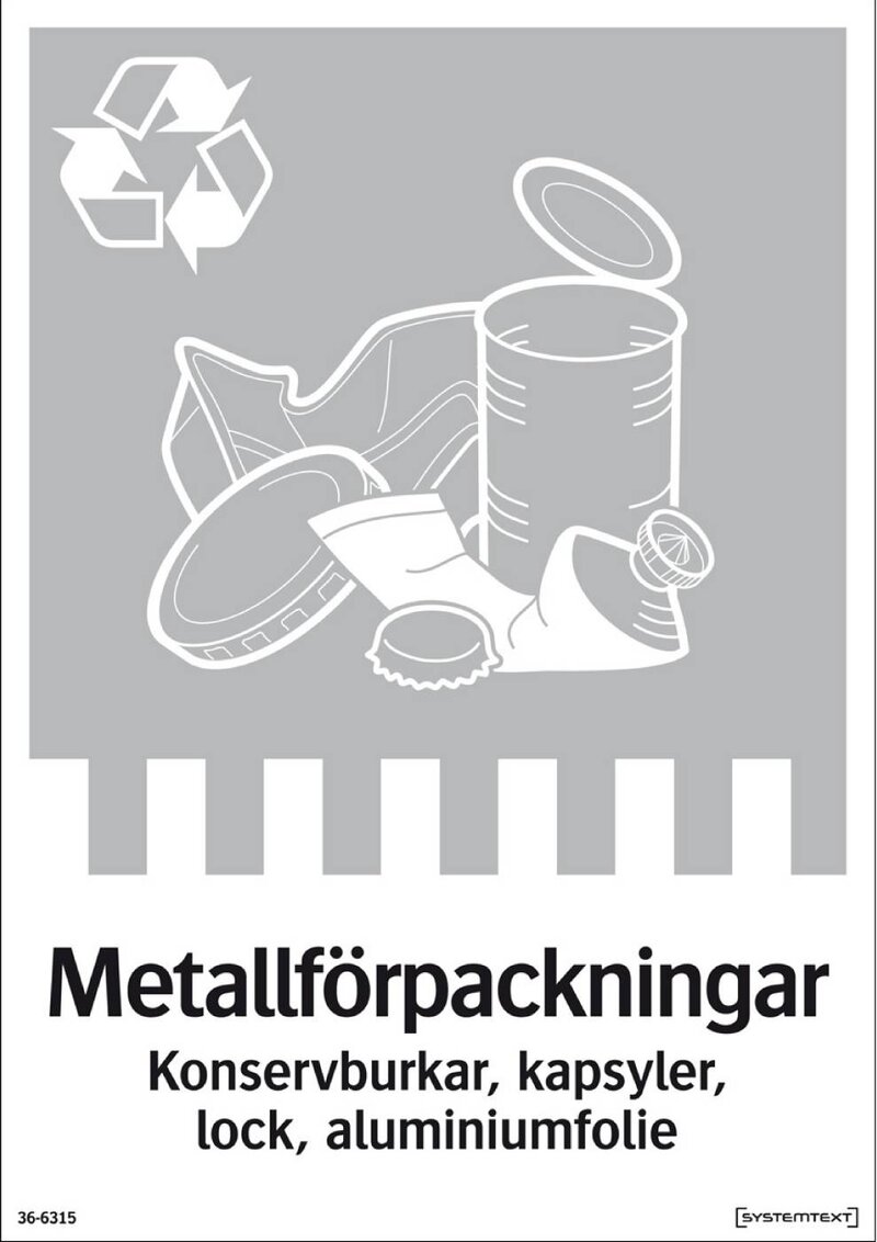 SKYLT 366314 MILJÖ METALLFÖRPACKNINGAR 210X297MM
