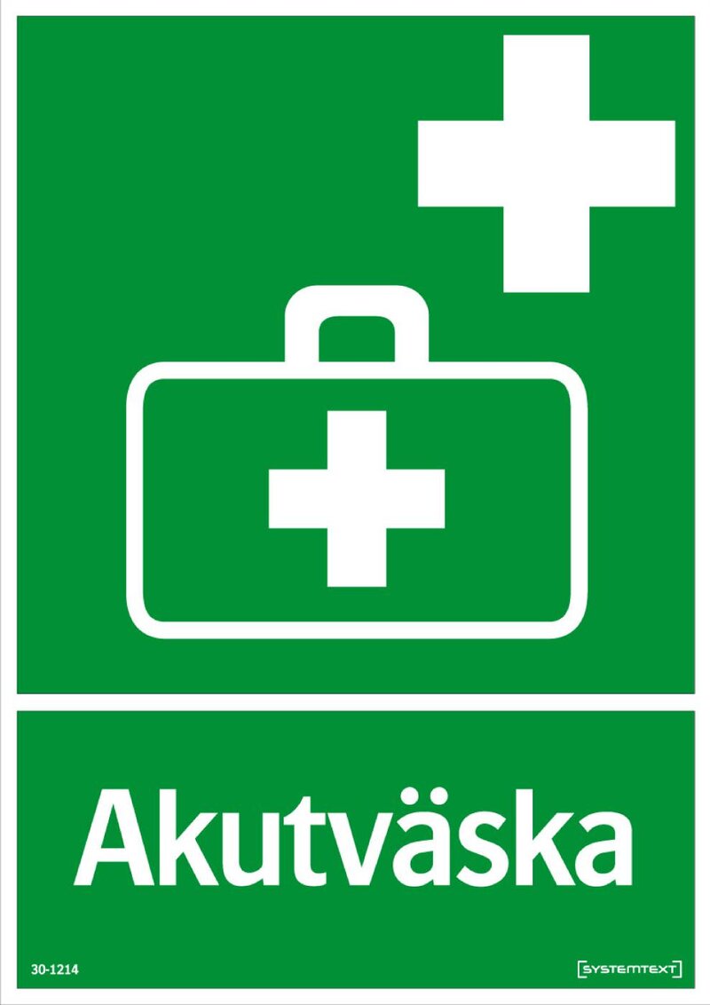 SKYLT 301214 NÖD AKUTVÄSKA 210X297MM