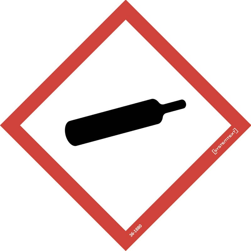 DEKAL 361880 TRAFIK FAROSYMBOL GASER UNDER TRYCK 80X80MM