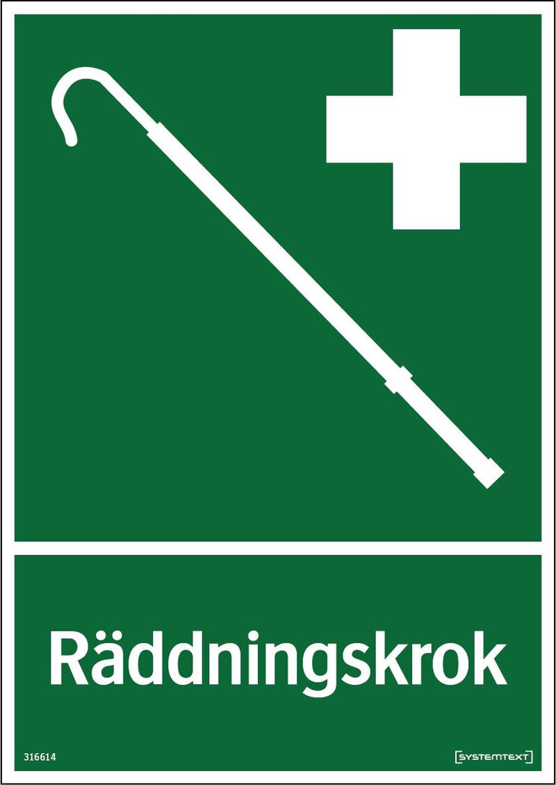 SKYLT RÄDDNINGSKROK 316614 SYSTEMTEXT