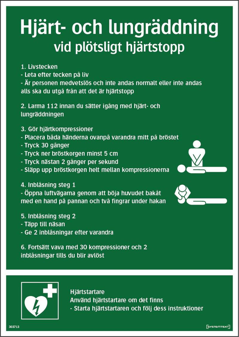 SKYLT RÄDDNINGINSTRUK 303713 SYSTEMTEXT