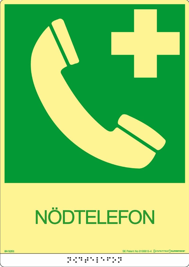 SKYLT 845201 SUPERNOVA TAKTIL NÖDTELEFON 148X210MM