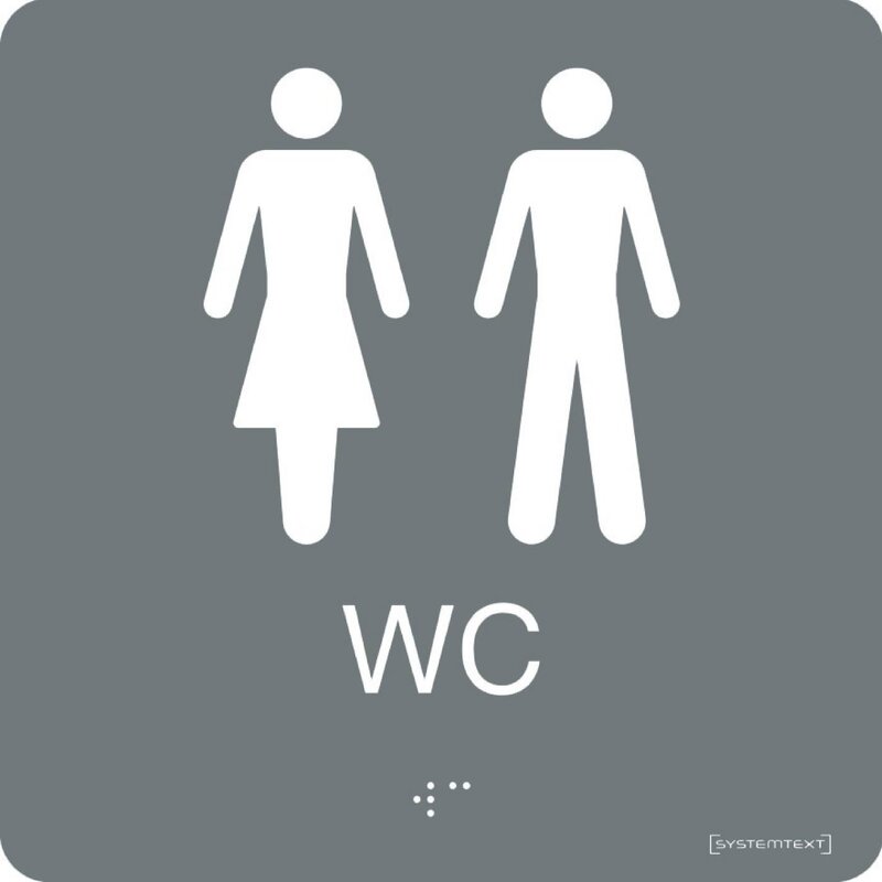 SKYLT 235311 WC DAM/HERR GRÅ HÅRDPLAST 150X150MM