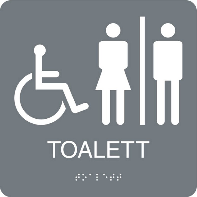 SKYLT 235411 RULLSTOL/DAM/HERR/TOALETT GRÅ HÅRDPLAST 150X150