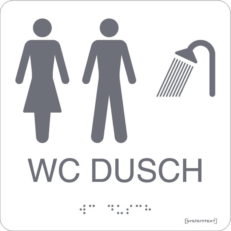 SKYLT 235910 WC/DUSCH (HERRDAM) VIT HÅRDPLAST 150X150MM