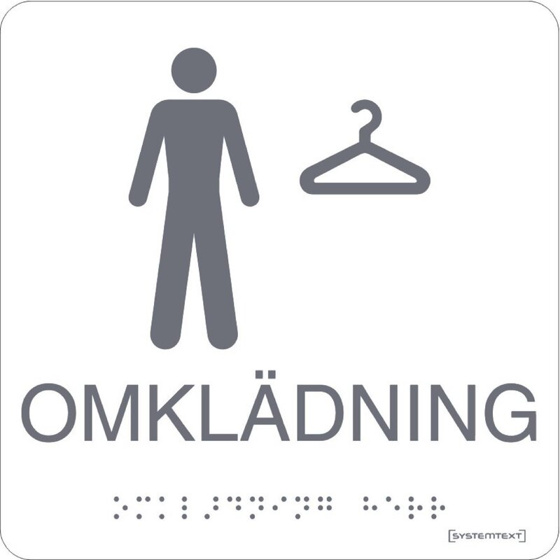 SKYLT 236110 OMKLÄDNING HERR VIT HÅRDPLAST 150X150MM