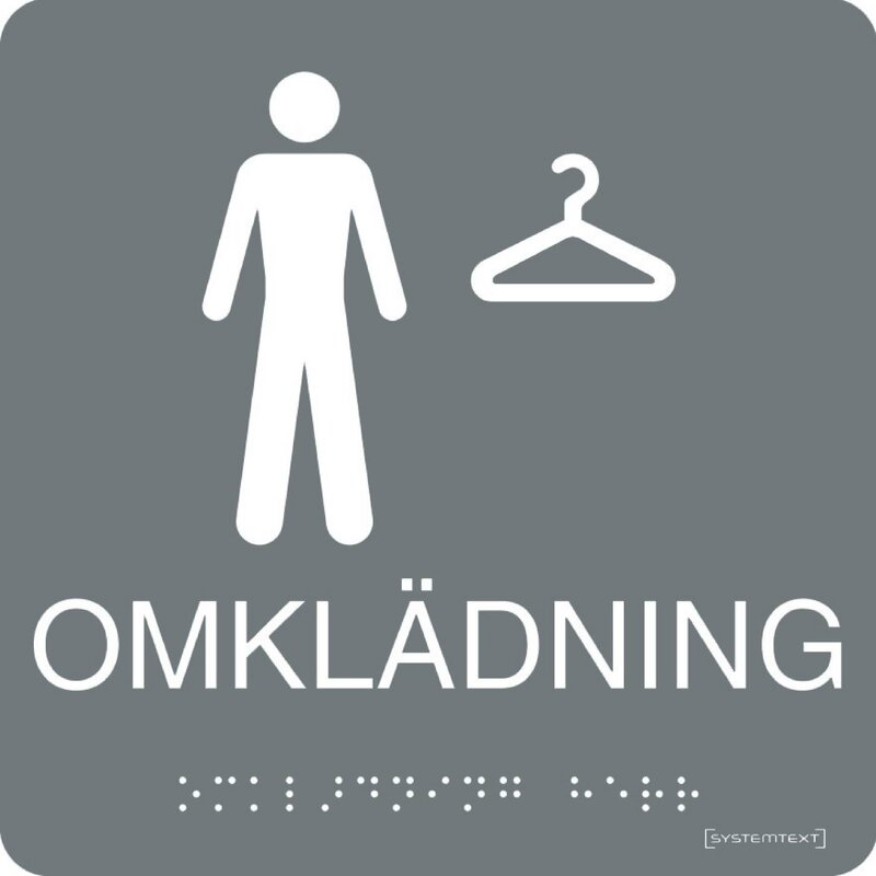 SKYLT 236111 OMKLÄDNING HERR GRÅ HÅRDPLAST 150X150MM