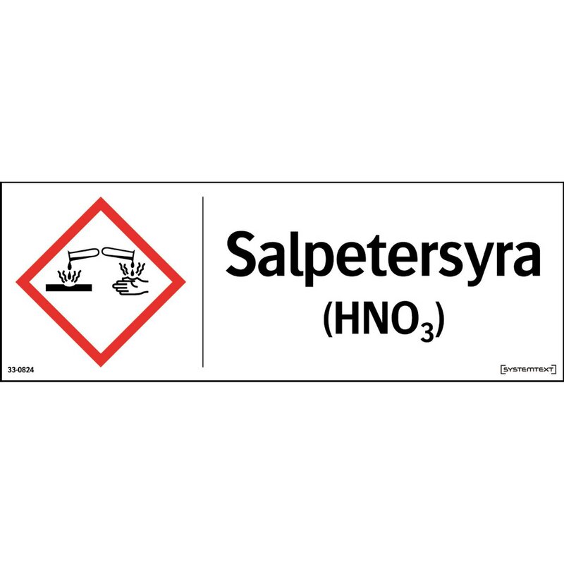 SKYLT 330824 SALPETERSYRA (HNO3) HÅRDPLAST 297X105MM