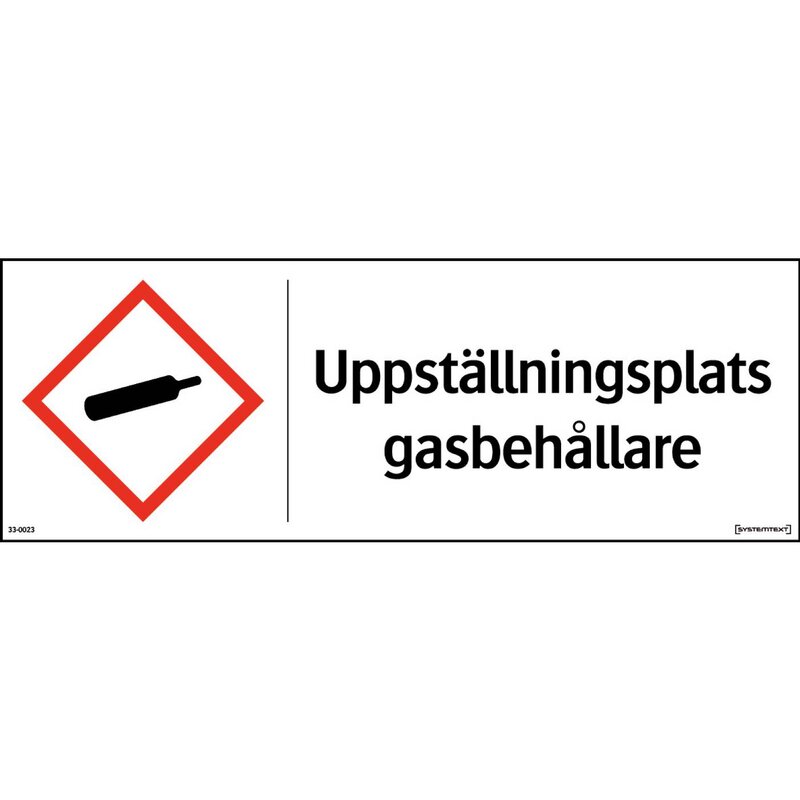 SKYLT 330023 UPPSTÄLLNINSPLATS GASBEHÅLLARE 420X148MM